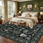 8x10 Area Rugs Living Room Rug: Vintage Washable Rug Floral Soft Carpet Indoor Floor Non-Slip Boho Stain Resistant Large Carpets for Bedroom Kids Nursery Dining Room Farmhouse Home Office Green