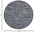SAFAVIEH Rag Rug Collection Area Rug - 6' Round, Black, Handmade Boho Stripe Cotton, Ideal for High Traffic Areas in Living Room, Bedroom (RAR121Z)