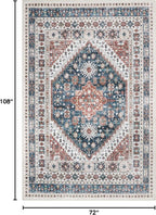 zesthome 6x9 Area Rug, Super Soft Washable Rugs for Living Room, Non-Slip Stain Resistant Vintage Rugs, Ultra-Thin Large Area Rugs (Navy Blue/Red,6'x9')