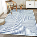 Bloom Rugs Washable Non-Slip 4' x 6' Rug - Blue/Ivory Striped Area Rug for Living Room, Bedroom, Dining Room, and Kitchen - Exact Size: 4' x 6'