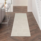 Nourison Home Textured Home Beige Ivory 2'3" x 7'6" Area Rug - Easy Clean, Non Shedding, Bed Room, Living Room, Dining Room, Kitchen (8' Runner)