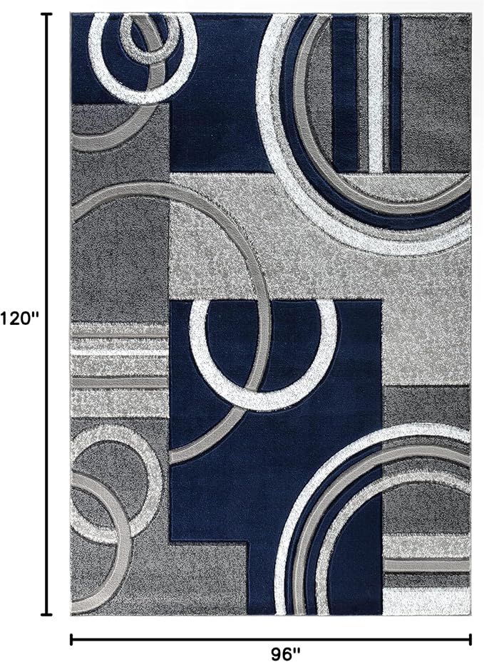 GLORY RUGS Area Rug Modern Soft Hand Carved Contemporary Floor Carpet with Premium Fluffy Texture for Indoor Living Dining Room and Bedroom Area (8x10, Navy)