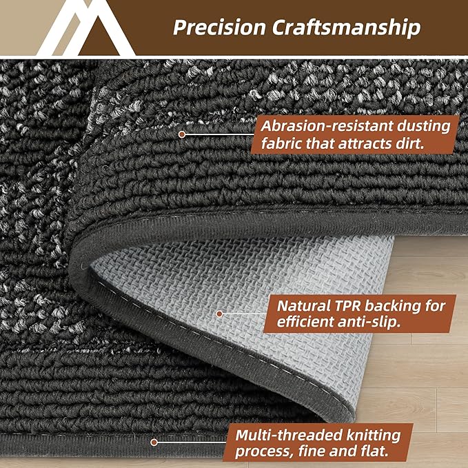 COSY HOMEER Non-Slip Door Mat 20"x32", Entryway Rugs Low Profile Absorbent Dirt Trapper Doormat for Front Entrance, Washable Polypropylene Entry Mat (Dark Grey)