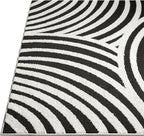 Abani Nomad Cream & Black Area Rug 6' x 9' for Living Room, Bedroom - Black Linear Curves Design - Durable & Easy to Clean