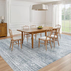 10x14 Area Rugs Living Room: Washable Large Vintage Blue Rug Neutral Non-Slip Soft Stain Resistant Indoor Carpet for Bedroom Nursery Dining Room Under Table Bed Home House Office Playroom