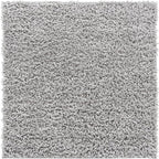 Unique Loom Davos Shag Collection Area Rug - Solid (3' 3" Square, Sterling)