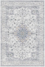 HUGEAR Machine Washable Area Rugs 6x9 Vintage Blue Living Room Bedroom Rug Neutral Style Non Slip Stain Resistant Low Pile Throw Carpet for Home Retro Aesthetic Modern Decor