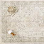 Hallway Runner Rug 2x5 Washable Beige Vintage Distressed Runner Oriental Soft Thin Indoor Carpet Non Slip Low Pile Throw Rug for Kitchen Bedroom Laundry Bedside Entryway