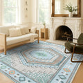 Fame Living Washable Area Rug. Modern Farmhouse. Vintage. Turkish. Bohemian. Distressed. Oriental. Traditional. Rugs for Living Room. Dining. Bedroom. Office. Entryway. Foyer. (856GG, 5'9" x 8'9")