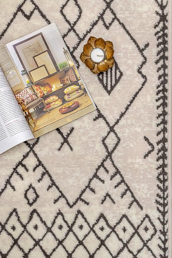 Furnish my Place Trellis Pattern Rug - 5 ft. x 8 ft, Peach, Bohemian Rug with Transitional Design