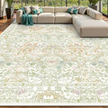 Floral Sage Green Washable Area Rugs 9x12 for Living Room, Vintage Large Thin Botanical Rug for Bedroom, Dining Room Under Table - Cottagecore Soft Boho Accent Carpet with Low Pile & Non-Slip