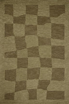 Loloi Leanne Ford Craven Collection CVN-03 Green/Olive 9'-3" x 13' Area Rug Checkered, Patterned, Neutral, Living Room, Bedroom, Dining Room