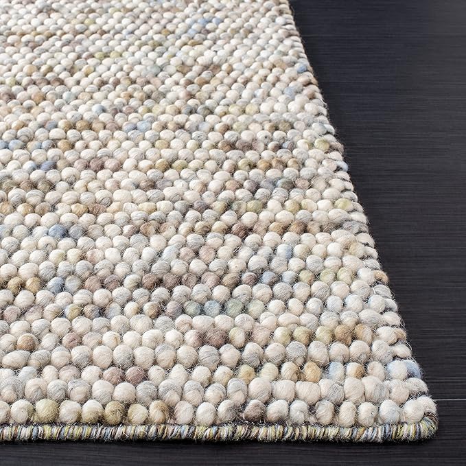 Safavieh Natura Collection Accent Rug - 3' Square, Ivory & Multi, Handmade Wool Blend, Textured Design, Ideal for Living Room, Bedroom, Dining Space (NAT620D)