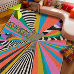 Graffiti Rugs for Entryway - Colorful Abstract Art Area Rugs 3x4, Hippie Aesthetic Funky Non Slip Foldable Indoor Throw Carpet Home Decor #C080