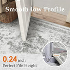 Washable Rug 9x12 Area Rug for Living Room Gray Vintage Boho Medallion Large Grey Distressed Retro Carpet Non Slip Indoor Low Pile Small Soft Bedroom Dining Room Home Office