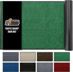 GORILLA GRIP Waterproof Traffic Guard Door Mat, 47x35, Heavy Duty Entryway Mats, Strong Rubber Back Commercial Utility Rugs for Office Hallway, Garage Floor and Home, Low Profile Carpet Runner, Green