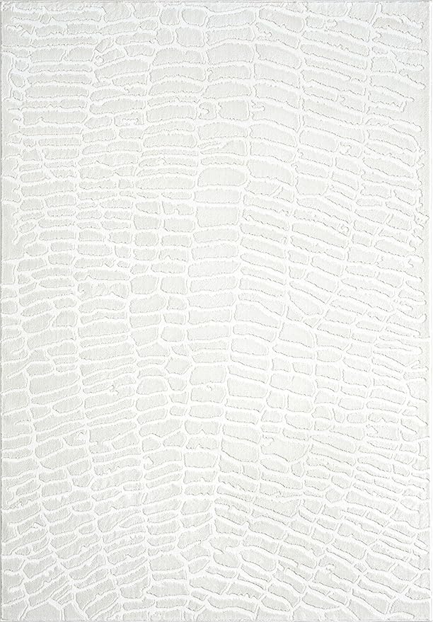 Abani Cream Area Rug for Living Room, Bedroom - Pebble Pattern - 4 x 6 - Durable & Easy to Clean