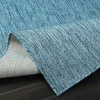 Beverly Rug Indoor Outdoor Rug 8x10, Washable Outside Carpet for Patio, Deck, Porch, Solid Modern Area Rug, Water Resistant, Aqua Blue