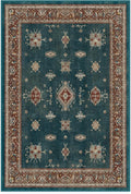 RUGGABLE Washable Vintage Area Rug – Verena Teal Blue 4x6, Stain-Resistant, Non-Slip – Medium Machine Washable Rugs for Living Room, Bedroom, Hallway, Entryway & Office–with Standard Pad