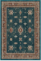 RUGGABLE Washable Vintage Area Rug – Verena Teal Blue 4x6, Stain-Resistant, Non-Slip – Medium Machine Washable Rugs for Living Room, Bedroom, Hallway, Entryway & Office–with Cushioned Pad