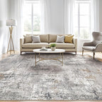 10x14 Area Rugs Living Room: Washable Large Abstract Modern Soft Rug Stain Resistant Indoor Floor Non Slip Accent Carpet for Bedroom Nursery Playroom Office Dining Room Dorm Home House- Gray Rust
