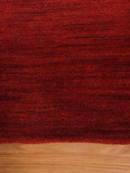 Hand Knotted Loom Wool ECO-Friendly Area Rugs - 8'x8', Square, Red Color, Solid Plain Design, High Pile Thick Handmade Anti Skid Area Rugs for Living Room, Bed Room (L00111)