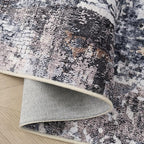Rugcomf Modern Abstract 5'x7' Area Rugs - Machine Washable, Non-Slip Low Pile Boho Carpet for Living Room, Bedroom, Dining Room, Farmhouse, Kids Playroom, Office - Brown