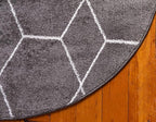 Unique Loom Trellis Frieze Collection Area Rug - Geometric (8' Round, Dark Gray/ Ivory)