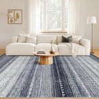 Nakagishi 10x12 Area Rug Living Room: Washable Boho Large Neutral Modern Soft Stain Resistant Farmhouse Indoor Floor Rug Non-Slip Accent Carpet for Bedroom Nursery Kids Playroom Office- Blue