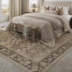 HUGEAR 6x9 Machine Washable Rugs Brown Hallway Large Area Rug Indoor Accent Rug Floral Mid Pile Carpet Soft Thicker Throw Aesthetic Rug Bedroom Living Room Office Dining Kitchen Laundry