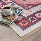 Fame Rugs Turkish Rug. Washable Vintage Oriental Antique Inspired Traditional Doormat Small Modern Area Rugs Luxury Entryway Entry Bedroom Bathroom Kitchen (378RR, 4'9 x 6'9)