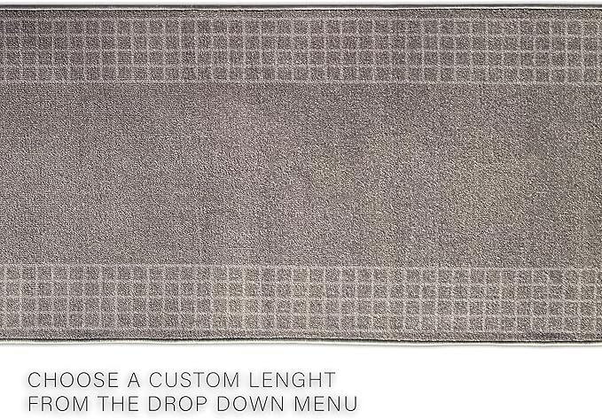 Custom Made Runner Rug for Kitchen Foyer Hallway Entry Choose Your Length 26 Inch Wide Geometric Checkered Design Grey Color (5 feet x 26 inch)