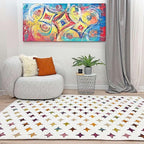 Alfa Rich 4x6 Moroccan White Area Rugs for Living Room Bedroom Decor Washable Cotton Pet Friendly