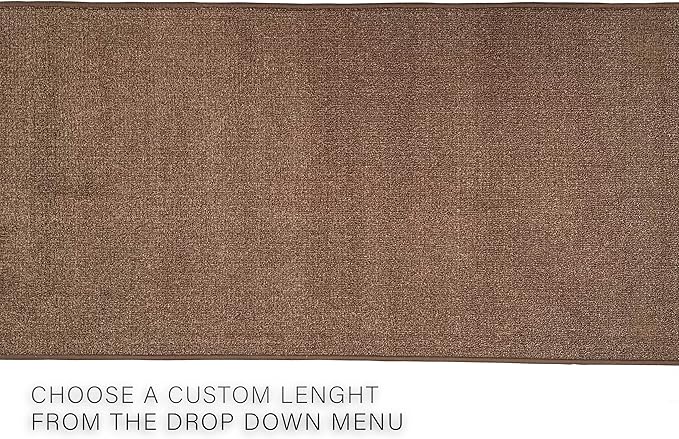 Custom Made Runner Rug Low Pile with Rubber Backing for Kitchen Foyer Hallway Entry Choose Your Length Size 31 Inch Wide Solid and Plain Brown Color (3 feet x 31 Inch)