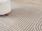 Annabel Modern Geometric Area Rug for Living Room, 4x6 Contemporary Arched Linear Beige Neutral Rug, Stain Resistant Non-Shedding Carpet for Bedroom, Dining Room or Kitchen (4' x 6', Beige)