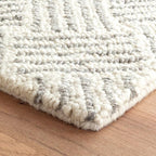 Dash & Albert Layers Grey Hand Hooked Wool Rug, 5 X 8 Feet, Grey/Ivory Geometric Pattern