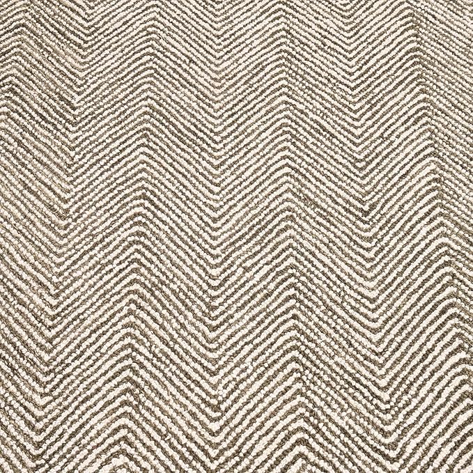 Modern Herringbone Chevron Collection Handcrafted Wool Area Rug - Durable, Zigzag Pattern, for High Traffic, Contemporary Design for Living Room, Bedroom, Dining Room Decor (Dark Olive, 2.6' x 8')