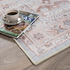 Fame Rugs Turkish Rug. Washable Vintage Oriental Antique Inspired Traditional Doormat Small Modern Area Rugs Luxury Entryway Entry Bedroom Bathroom Kitchen (403CC, 2'5 x 5')