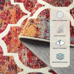 Lahome Moroccan 2x4 Rug Washable Runner Rugs, Non-Slip Kitchen Rugs Runner Throw Laundry Room Rug Small Rug for Bedroom Colorful Christmas Indoor Mat Entrance Bathroom (2'x4', California Sunset)