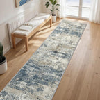 GENIMO Runner Rug Non Slip 2'6"x12', Washable Rug Runner for Hallways Kitchen, Abstract Modern Kitchen Rugs, Low Pile Lightweight Carpet Runners for Entryway, Bedroom, Laundry, Navy Blue