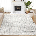Abani Grey Area Rug for Living Room, Bedroom - Crosshatch Pattern- 6' x 9' -Durable & Easy to Clean