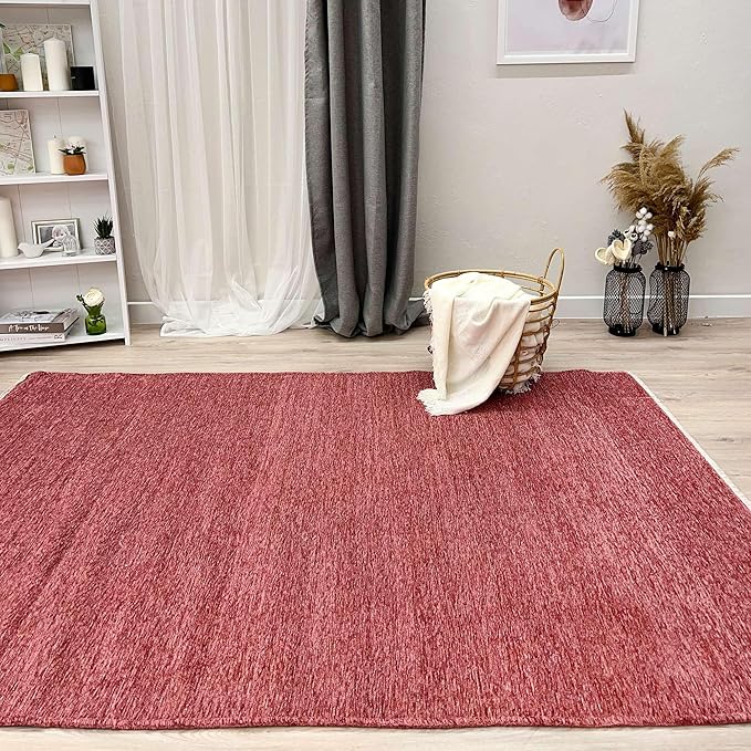 Alfa Rich 3x10 Dark Pink Washable Area Rugs for Living Room Hallway Kitchen Girls Cotton Runner