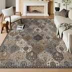 Lahome Moroccan 8x10 Area Rugs for Living Room, Washable Rugs 8x10 Ultra-Thin Oriental Non-Slip Non Shedding Accent Carpet for Bedroom Dining Room Office Nursery, Grey