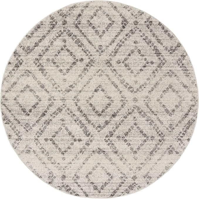 SAFAVIEH Adirondack Collection 5' Round Light Grey/Grey ADR131C Modern Diamond Distressed Non-Shedding Living Room Dining Bedroom Foyer Area Rug