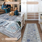 Fame Living Grey Oushak Rug, Modern Small Rugs, Vintage, Turkish, Eclectic, Floral, Pastel, Washable, Door Mat, Doormat for Indoor Entrance, Entryway, Kitchen, Bathroom, Bedroom, Laundry, 2'x3'