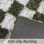 8x10 Area Rugs for Living Room Bedroom, Soft Fluffy Shaggy Bedside Rug, Indoor Floor Carpet for Kids Playroom, Dorms, Nursery Rooms, Home Decor (Olive Green & White 8'x10')