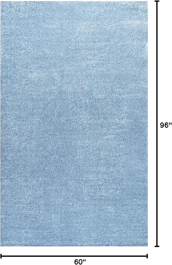 Eyely UES100F-5 Supersoft Haze Solid Low-Pile Indoor Area Rug Casual;Contemporary;Solid;Traditional, Bedroom, Kitchen, Living Room, Easy-Cleaning, Non-Shedding, 5 X 8, Classic Blue