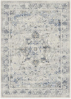 RUGGABLE Washable Vintage Area Rug – Sarrah Blue Quartz 10x14, Stain-Resistant, Non-Slip – Large Machine Washable Rugs for Living Room, Bedroom, Hallway, Entryway & Office–with Standard Pad
