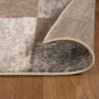SUPERIOR Indoor Area Rug, Jute Backed, Modern Geometric Patchwork Floor Decor for Bedroom, Office, Living Room, Entryway, Hardwood Floors, Rockwood Collection, 5' x 5' Square, Slate