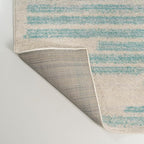 JONATHAN Y Khalil Modern Berber Stripe Cream/Turquoise Indoor Area Rug, 4x6, Contemporary, Bohemian, Easy-Cleaning for Living Room, Bedroom, Kitchen, Pet Friendly, Non-Shedding (MOH207B-4)
